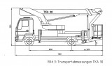 Převozní rozměry plošiny Bison TKA 30, Hmotnost 7,5 tun. Podvozek Man. Firma Velčovský.